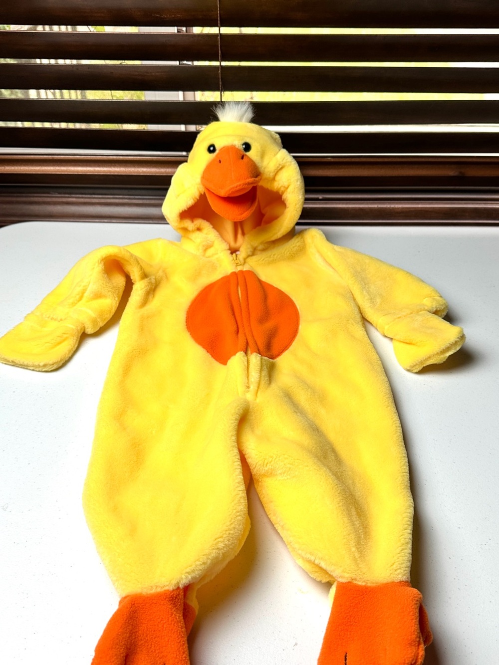 First Moments Newborn Yellow Duck Plush Costume One-Piece Size 6-9 Months